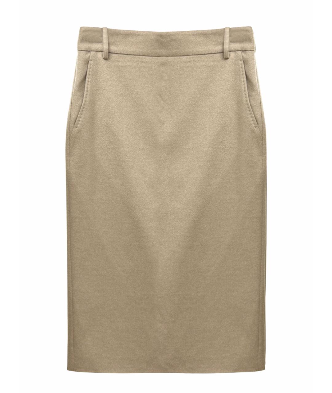 MAX MARA STUDIO Бежевая шерстяная юбка миди, фото 1