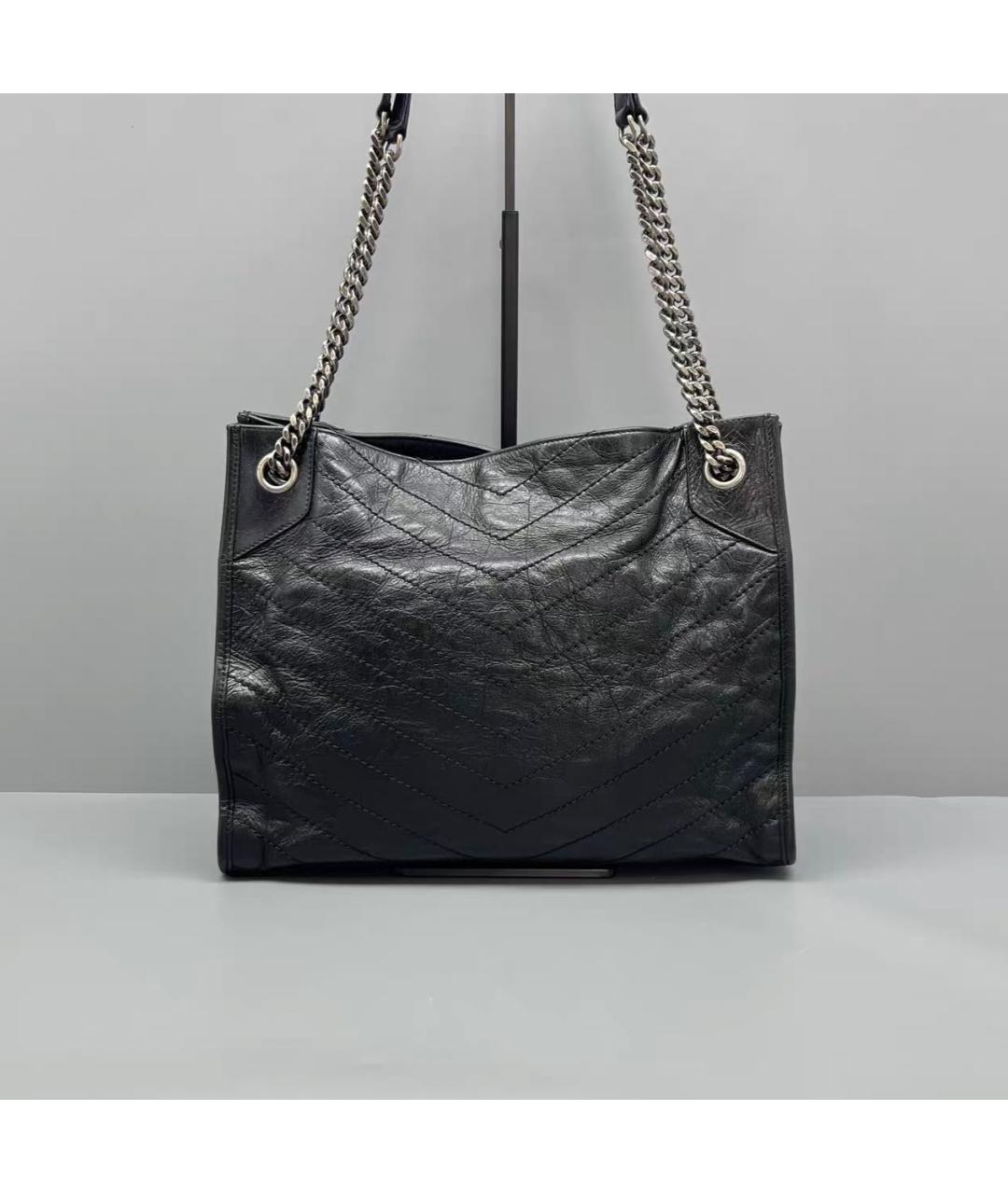 SAINT LAURENT Черная кожаная сумка тоут, фото 2