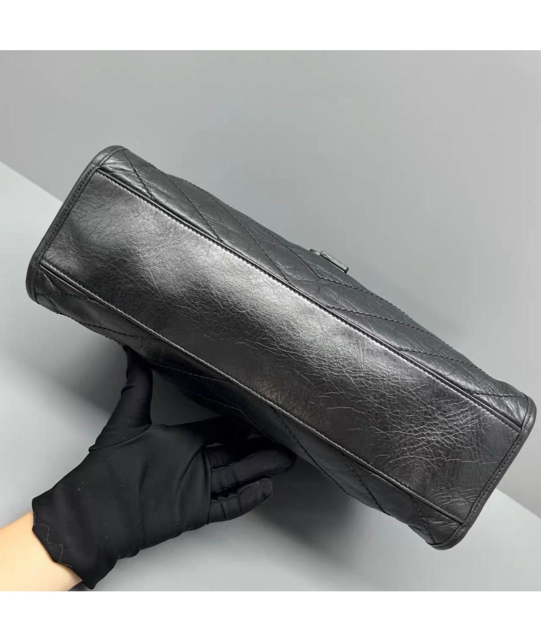 SAINT LAURENT Черная кожаная сумка тоут, фото 3