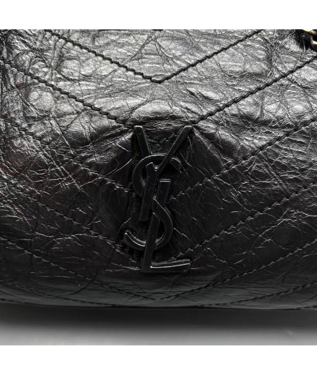 SAINT LAURENT Черная кожаная сумка тоут, фото 5