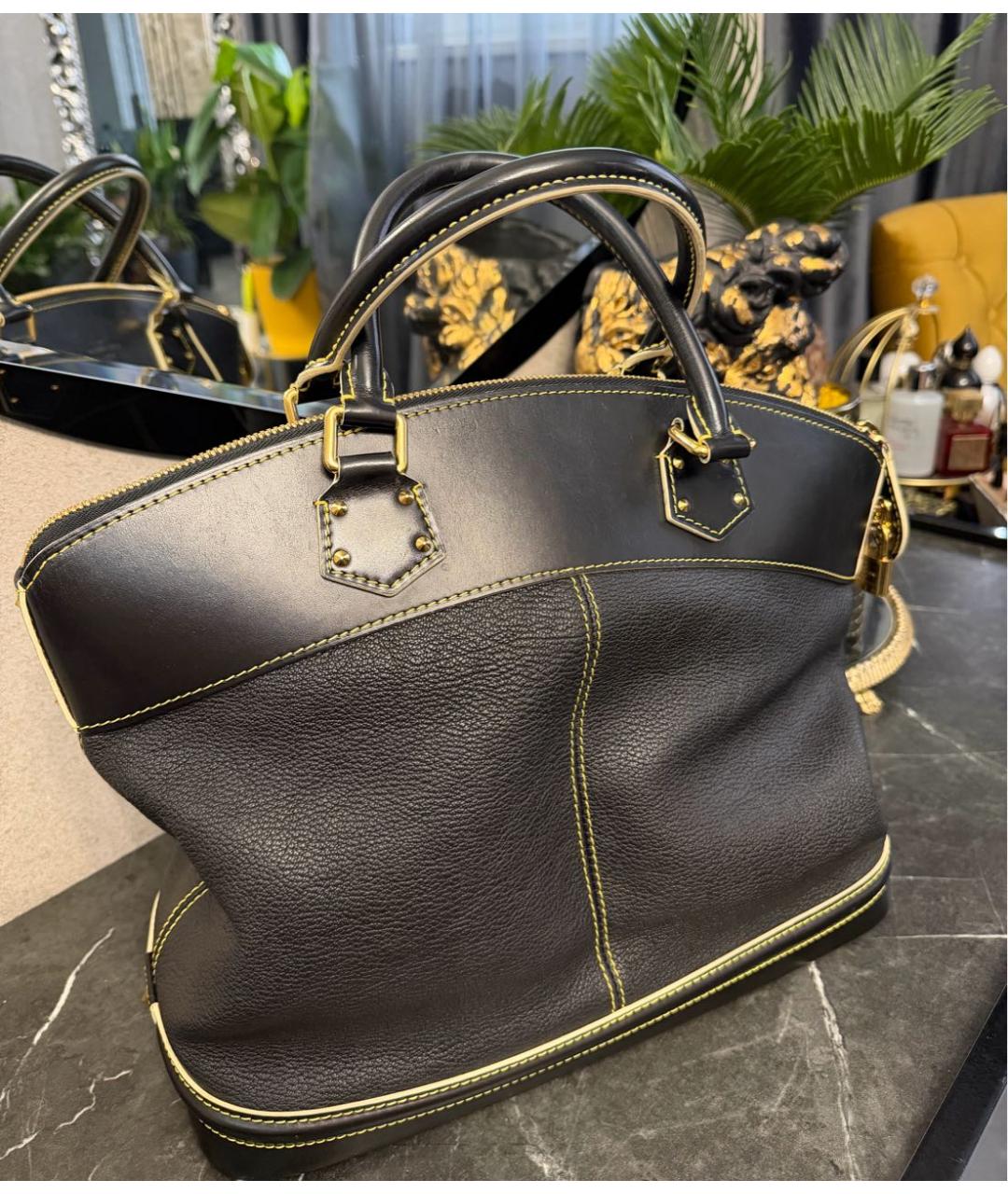 LOUIS VUITTON Черная кожаная сумка тоут, фото 6