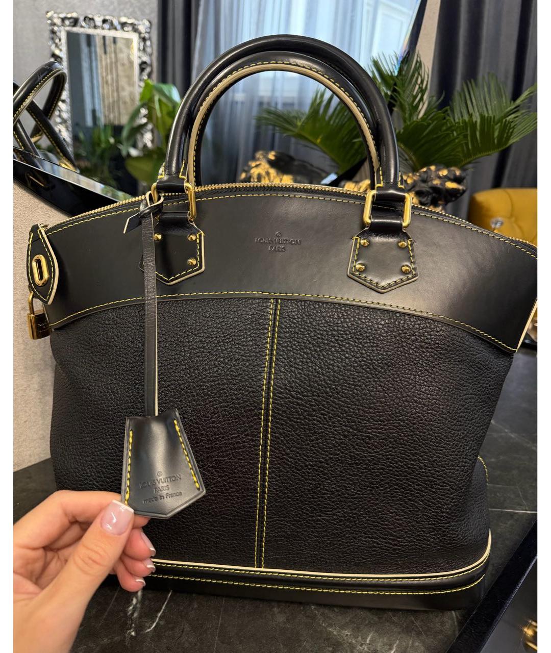 LOUIS VUITTON Черная кожаная сумка тоут, фото 2