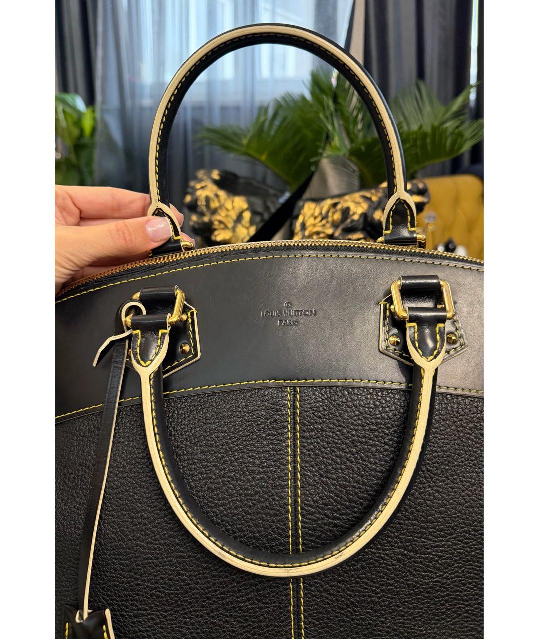 LOUIS VUITTON Черная кожаная сумка тоут, фото 4