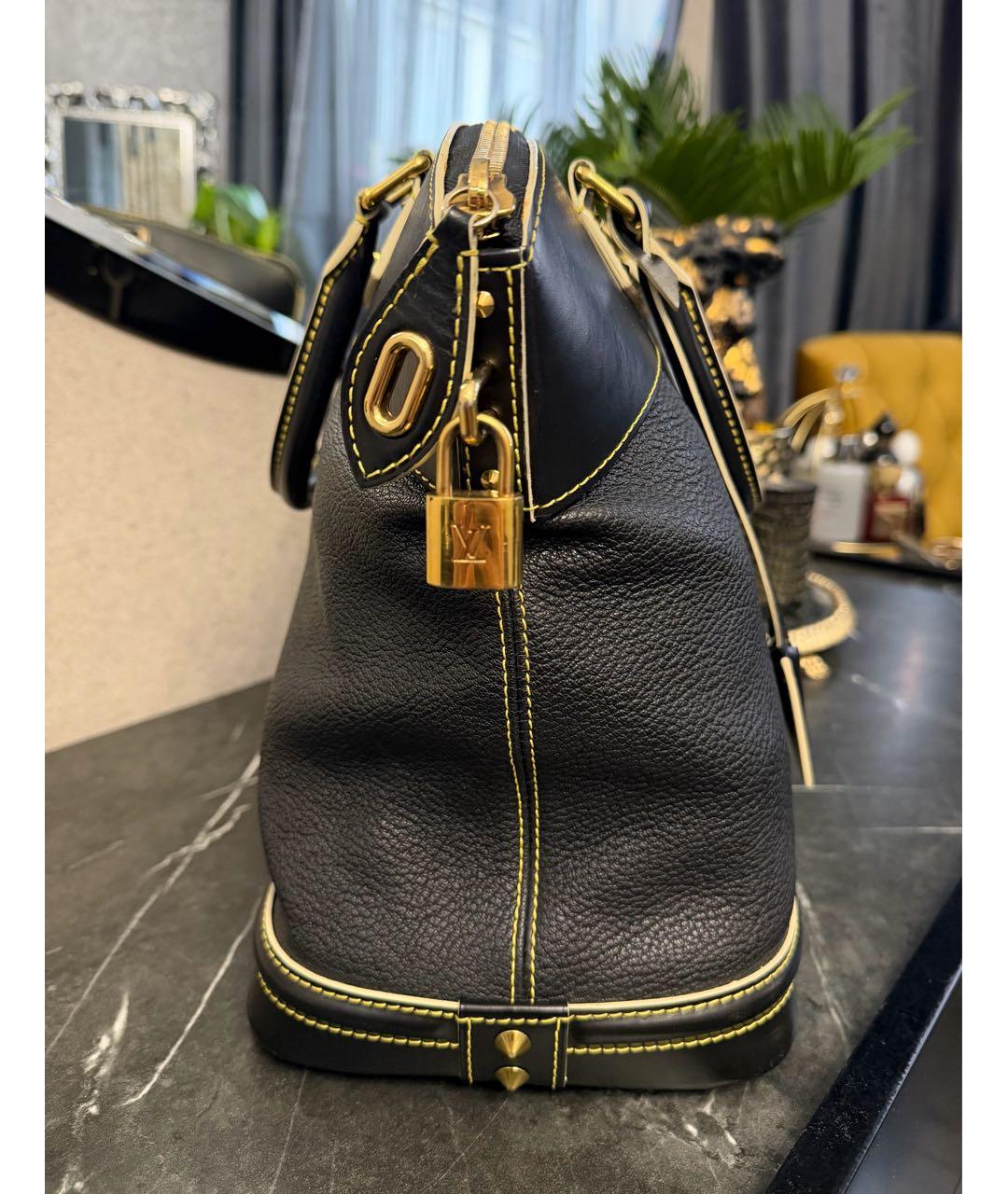 LOUIS VUITTON Черная кожаная сумка тоут, фото 5
