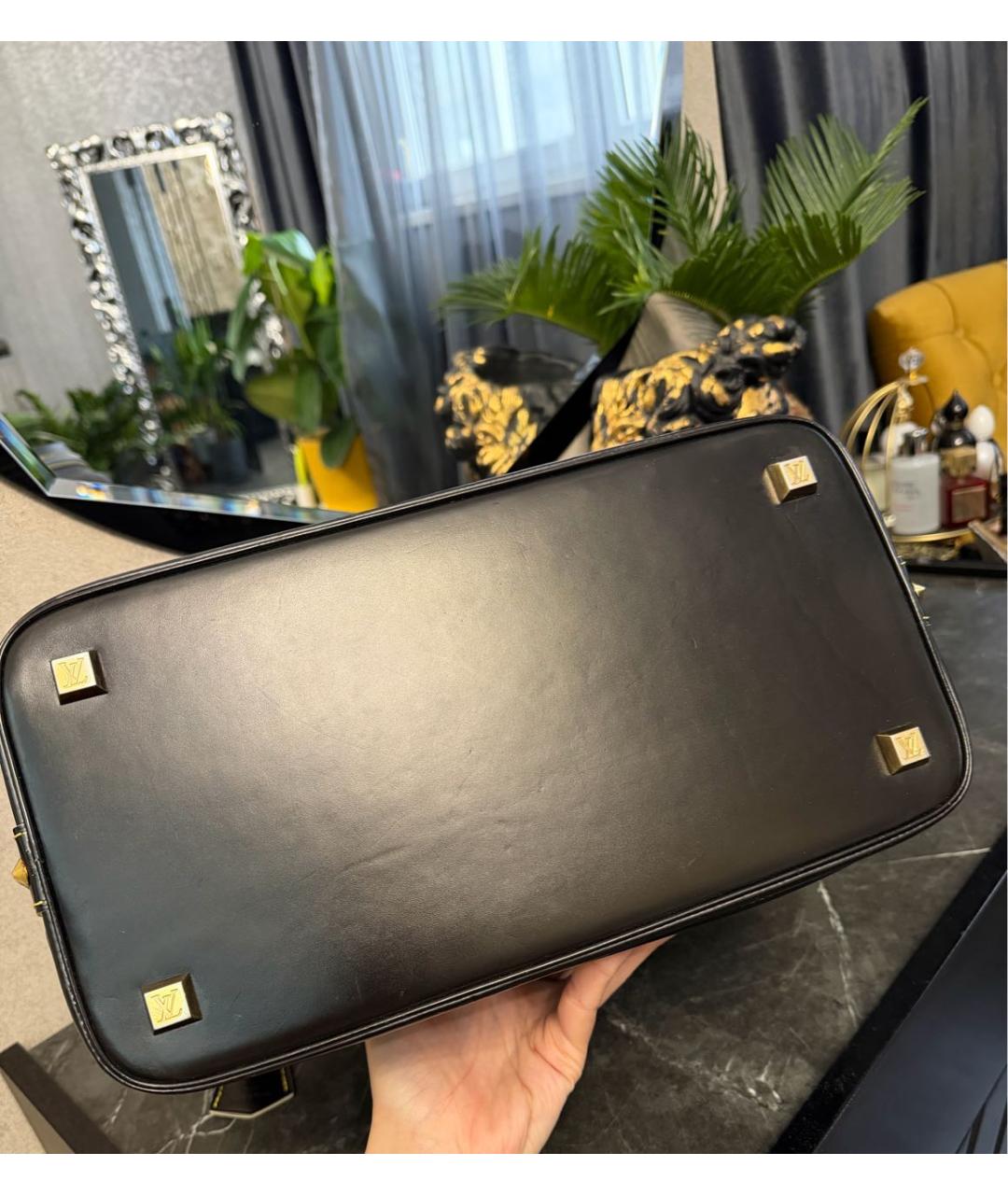 LOUIS VUITTON Черная кожаная сумка тоут, фото 7
