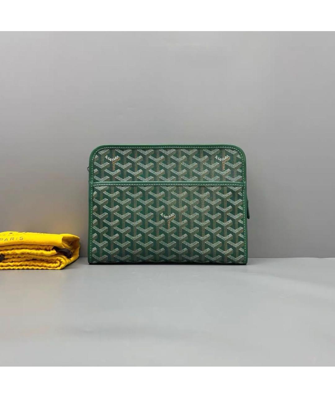 GOYARD Зеленая барсетка из канвы, фото 9