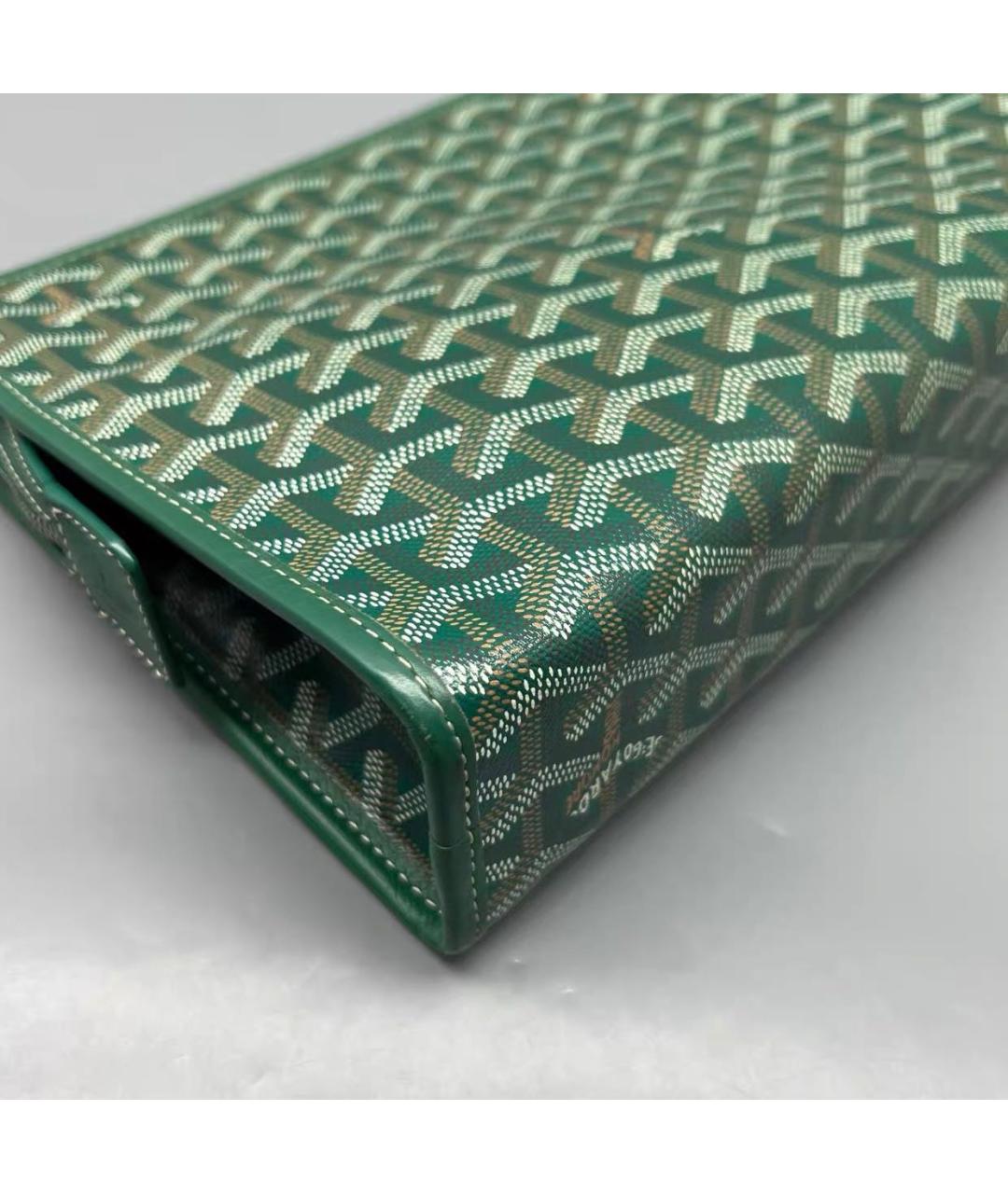GOYARD Зеленая барсетка из канвы, фото 4