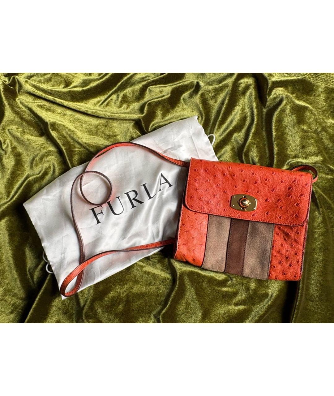 FURLA Оранжевая кожаная сумка через плечо, фото 5