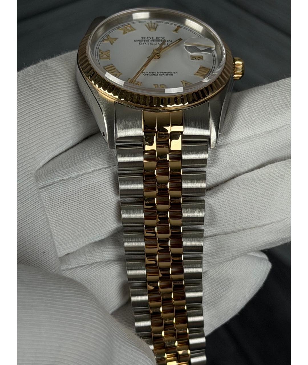ROLEX Белые часы из желтого золота, фото 6