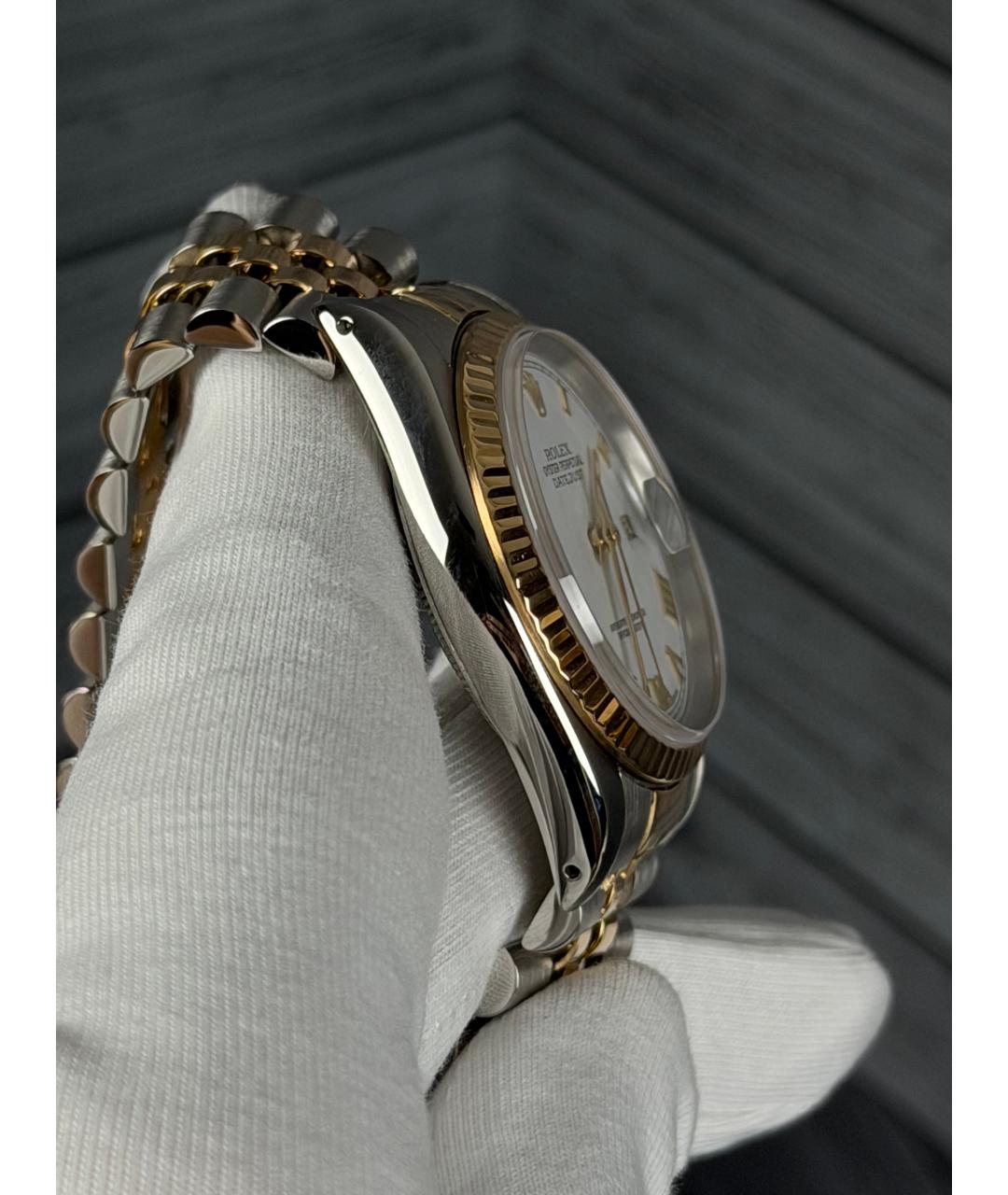 ROLEX Белые часы из желтого золота, фото 5