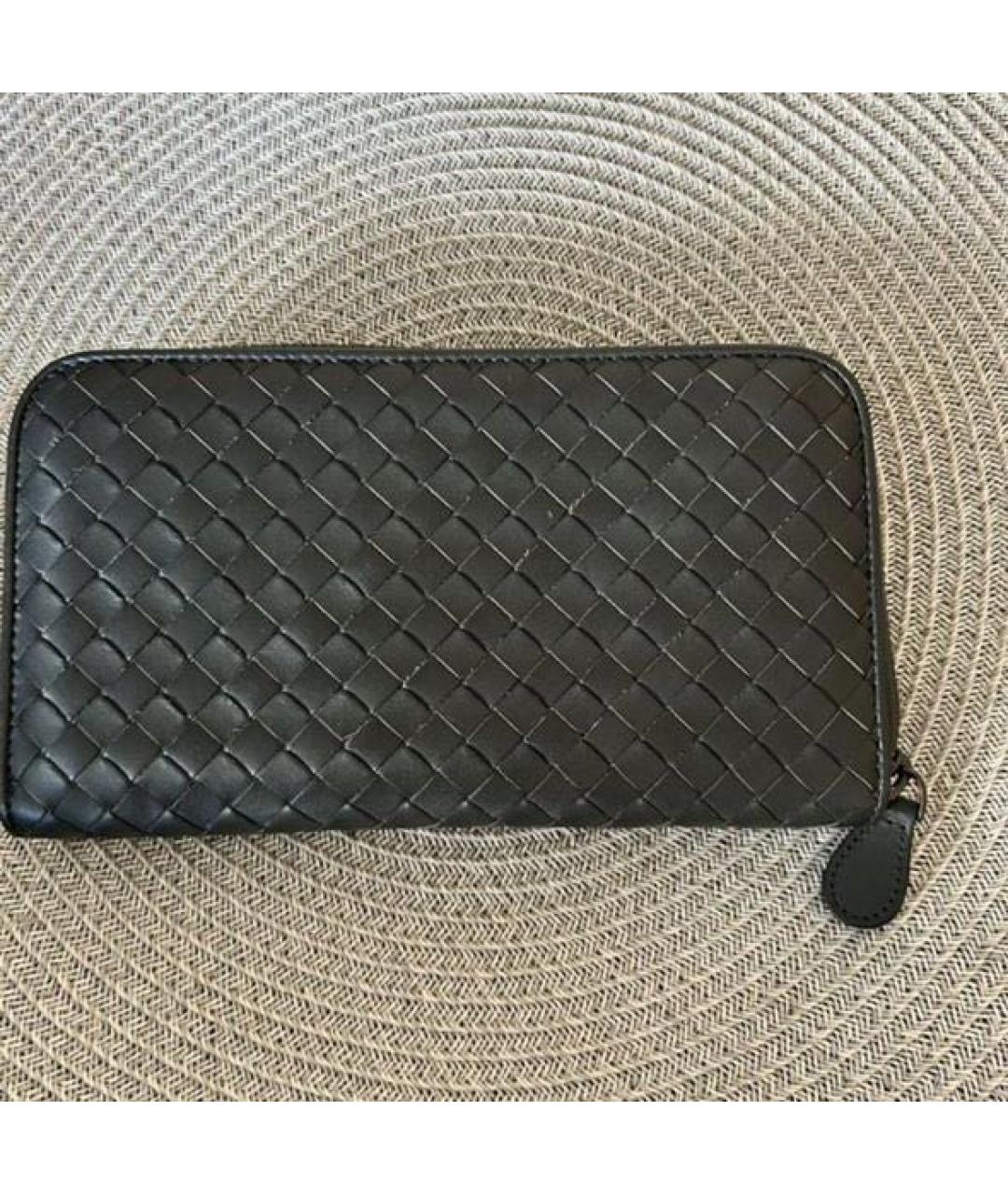 BOTTEGA VENETA Антрацитовый кожаный кошелек, фото 2
