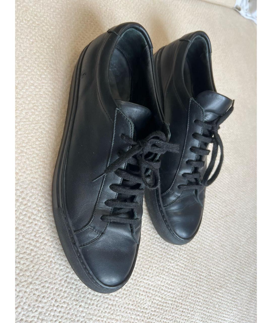 COMMON PROJECTS Черные кожаные низкие кроссовки / кеды, фото 2