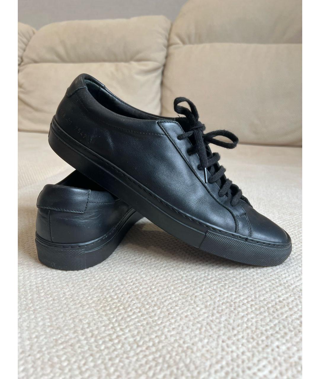 COMMON PROJECTS Черные кожаные низкие кроссовки / кеды, фото 3