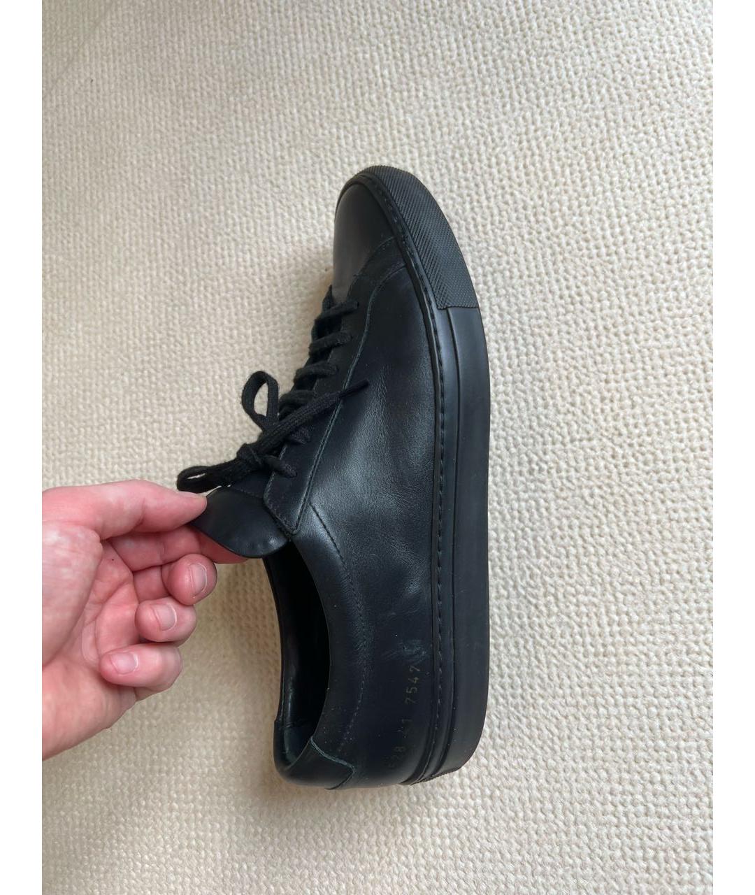 COMMON PROJECTS Черные кожаные низкие кроссовки / кеды, фото 6