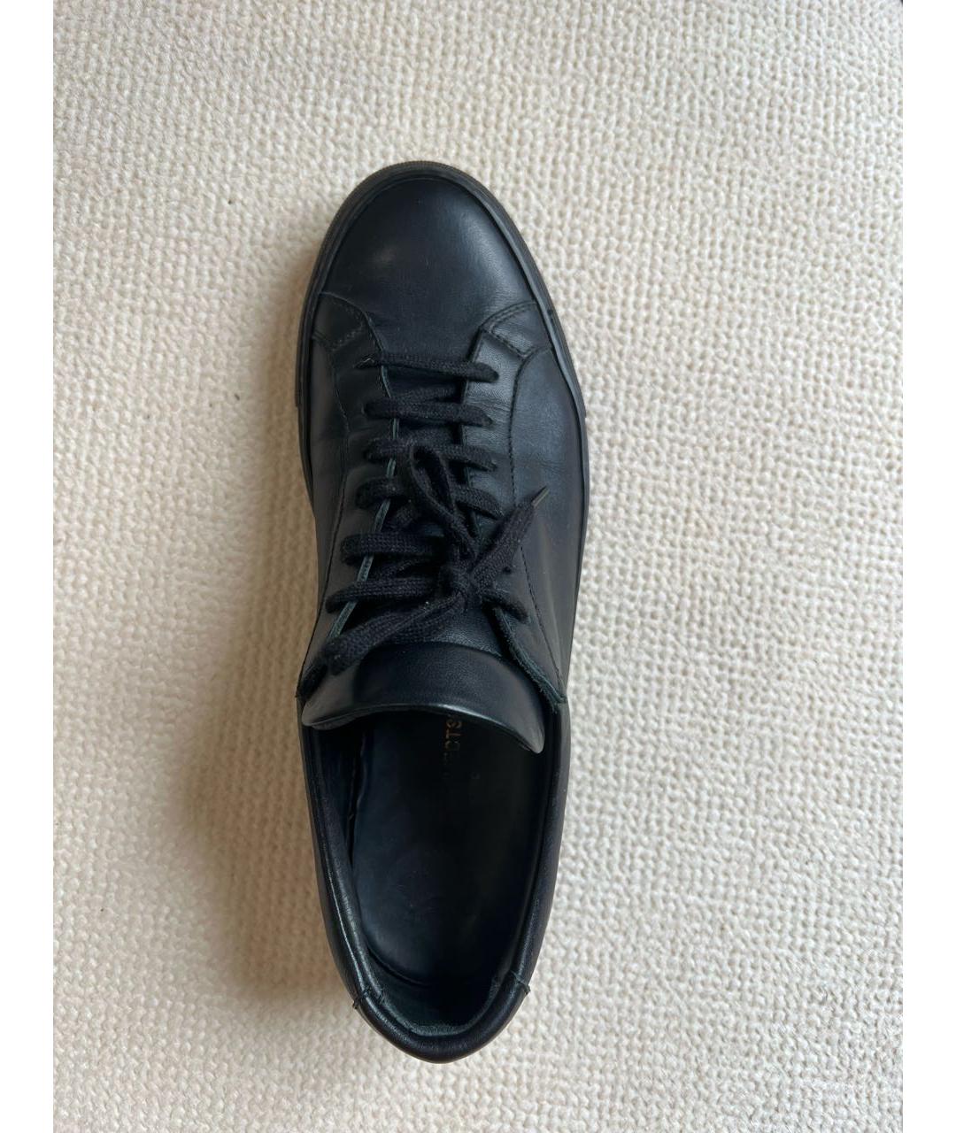 COMMON PROJECTS Черные кожаные низкие кроссовки / кеды, фото 4