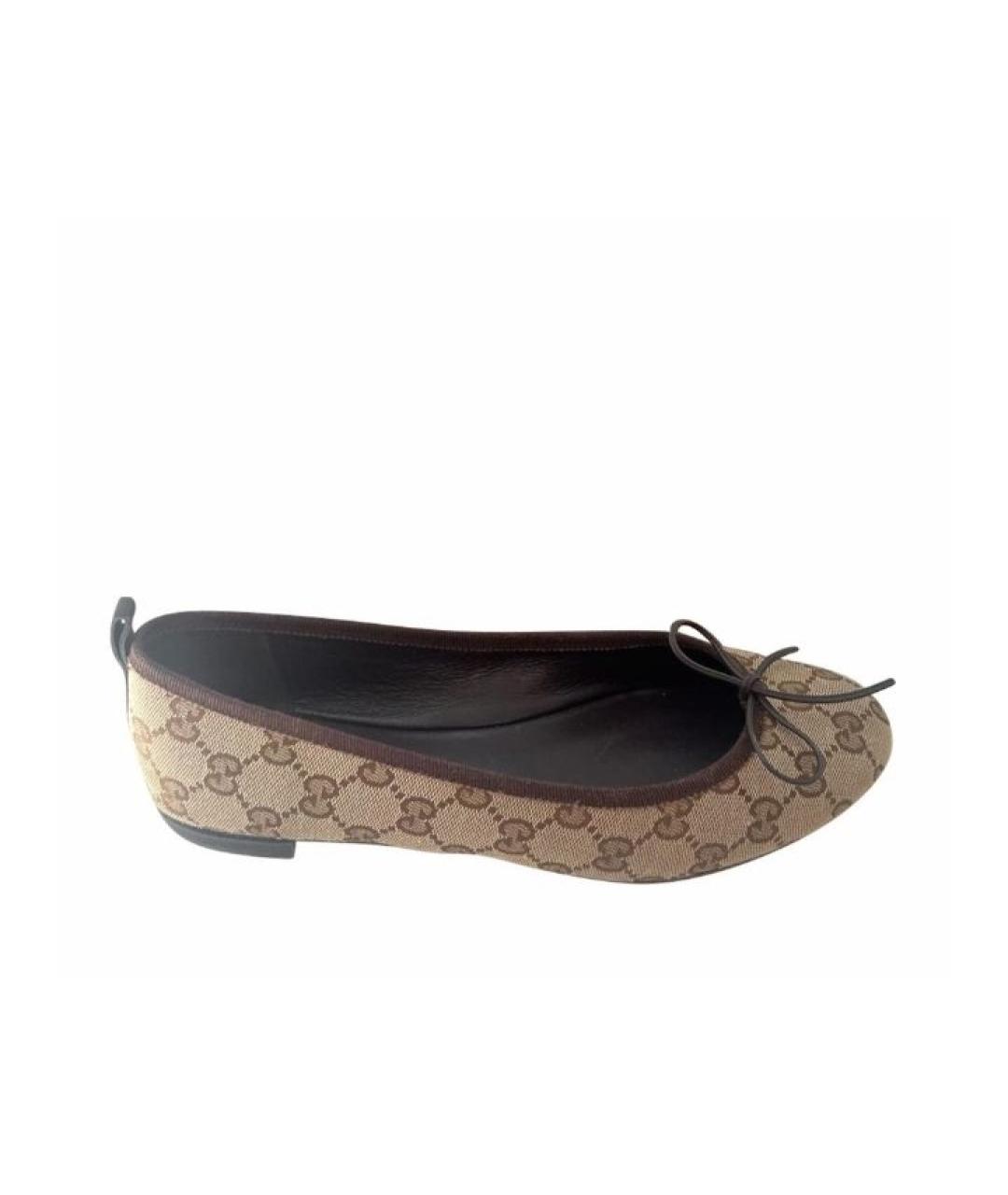 GUCCI Бежевые текстильные балетки, фото 8