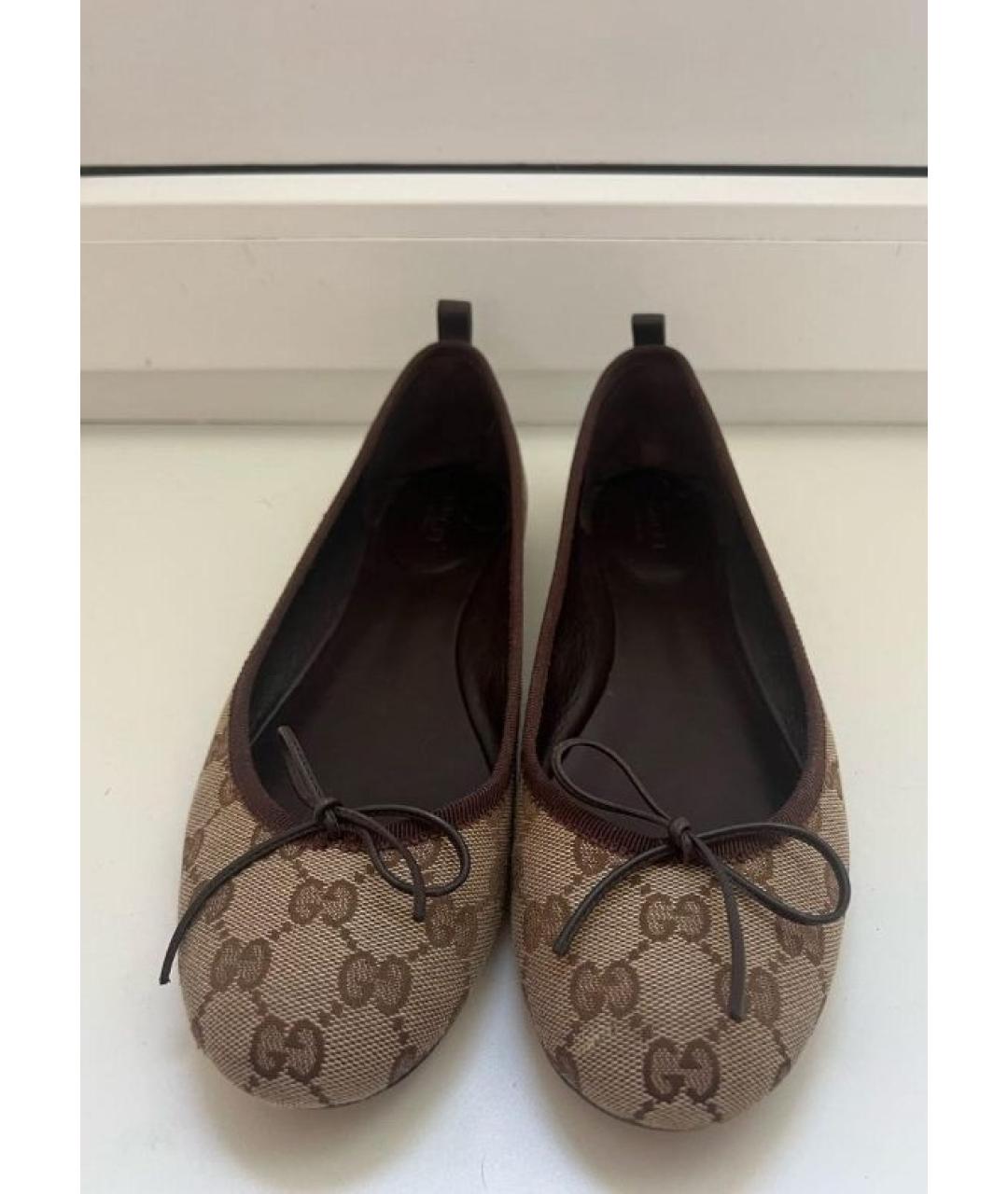 GUCCI Бежевые текстильные балетки, фото 2
