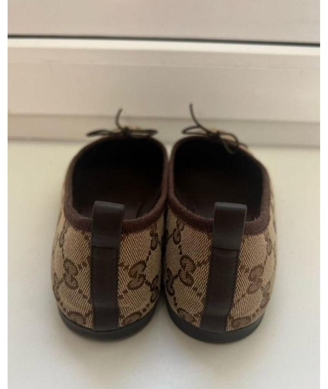 GUCCI Бежевые текстильные балетки, фото 4