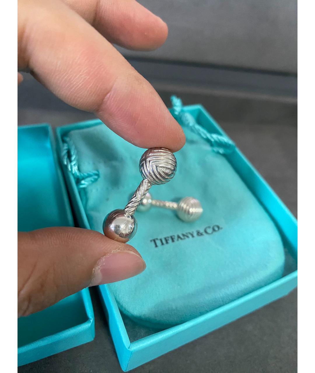 TIFFANY&CO Серебряные серебряные запонки, фото 3