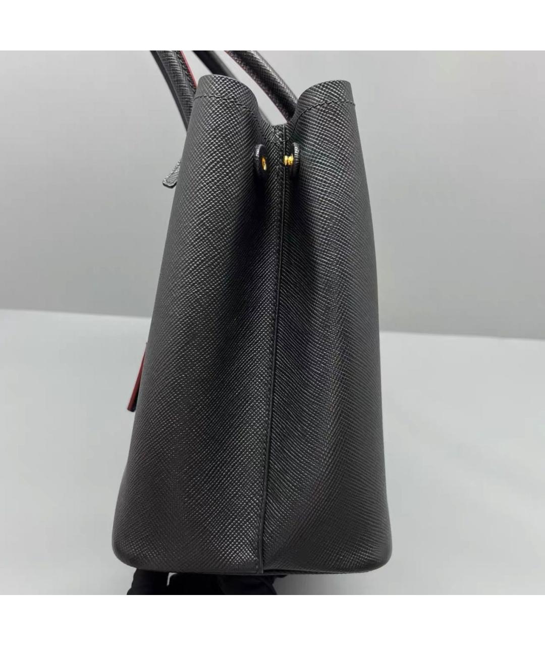 PRADA Черная кожаная сумка тоут, фото 4