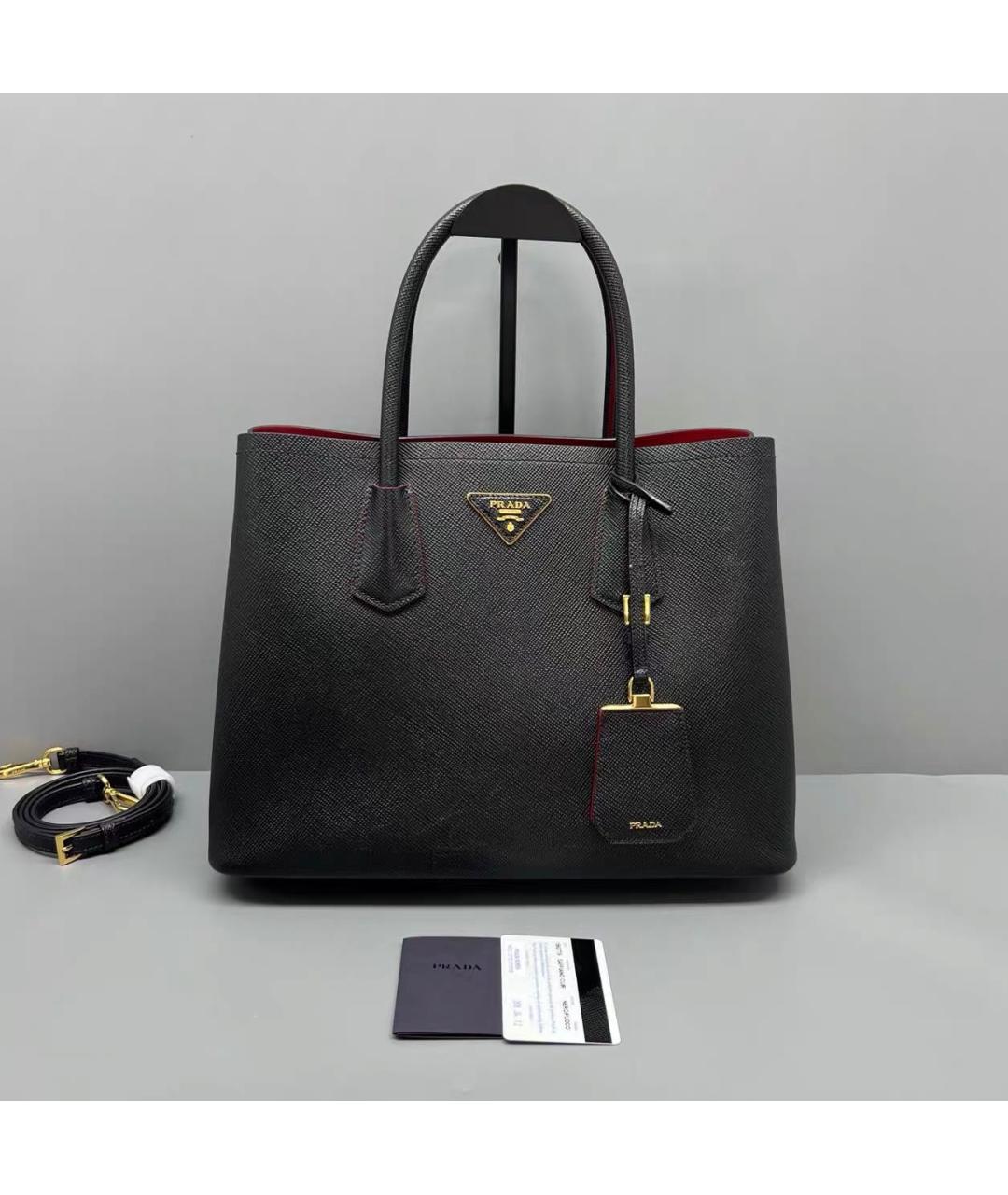 PRADA Черная кожаная сумка тоут, фото 9