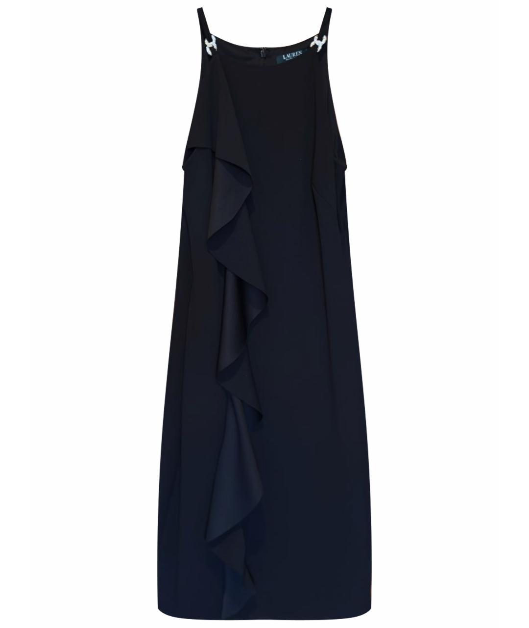 RALPH LAUREN Черное хлопко-эластановое вечернее платье, фото 1