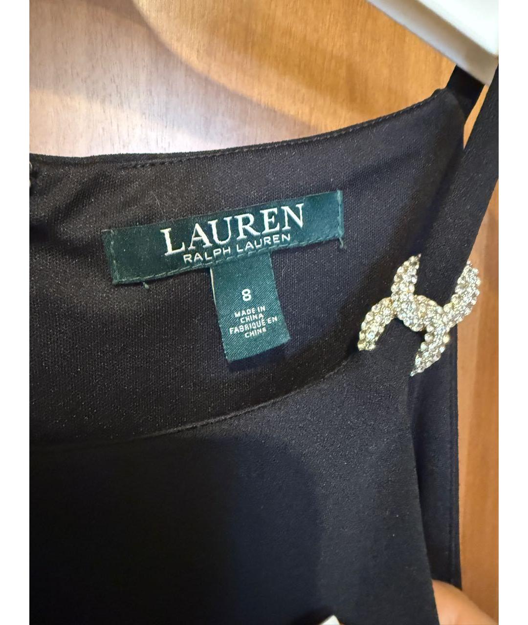 RALPH LAUREN Черное хлопко-эластановое вечернее платье, фото 3
