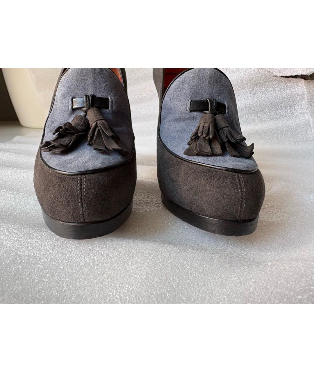 SANTONI Антрацитовые замшевые туфли, фото 2