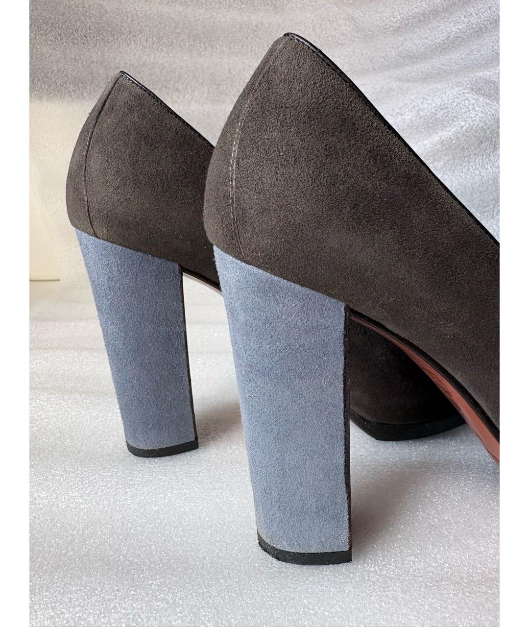 SANTONI Антрацитовые замшевые туфли, фото 4