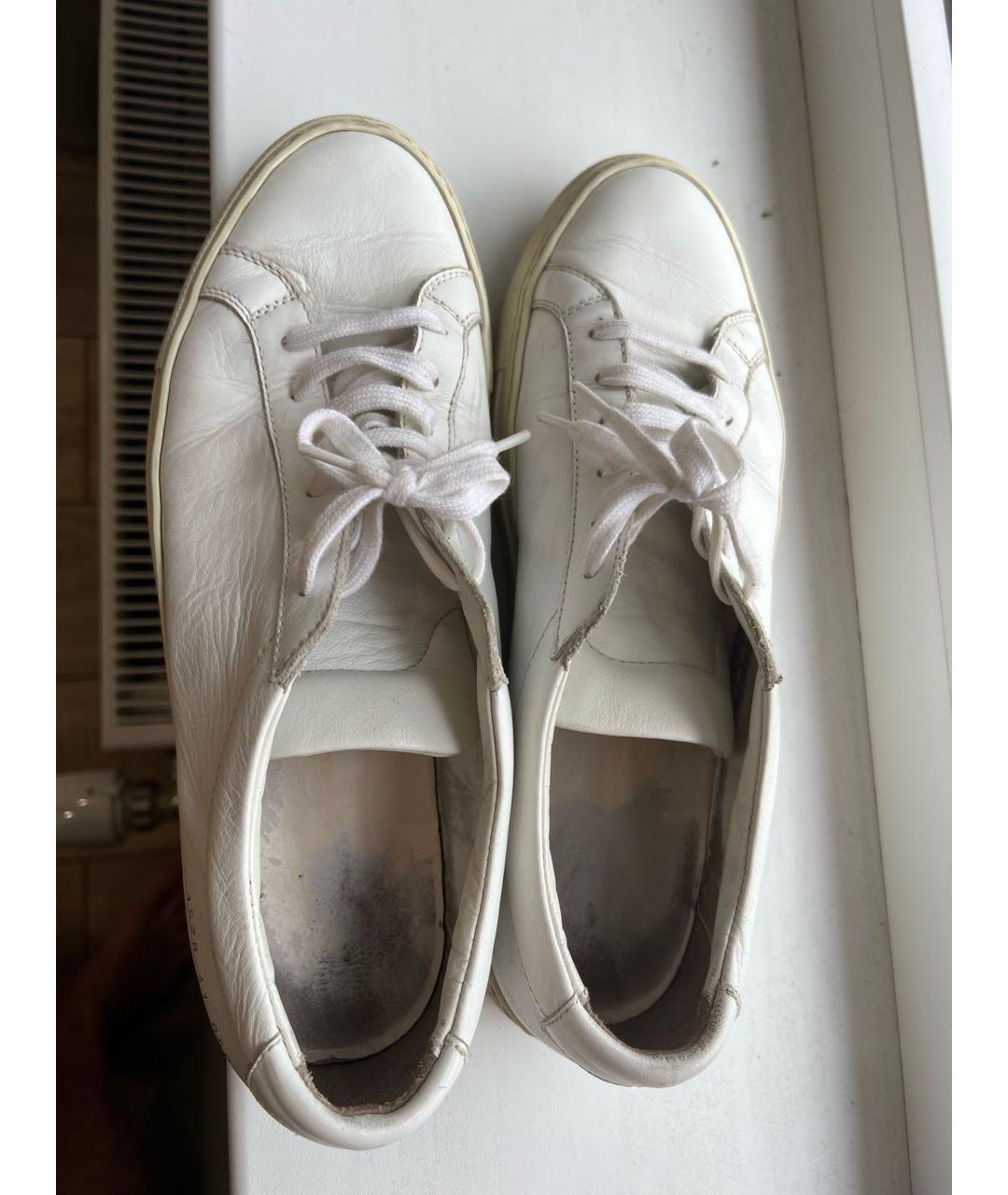 COMMON PROJECTS Белые кожаные низкие кроссовки / кеды, фото 4