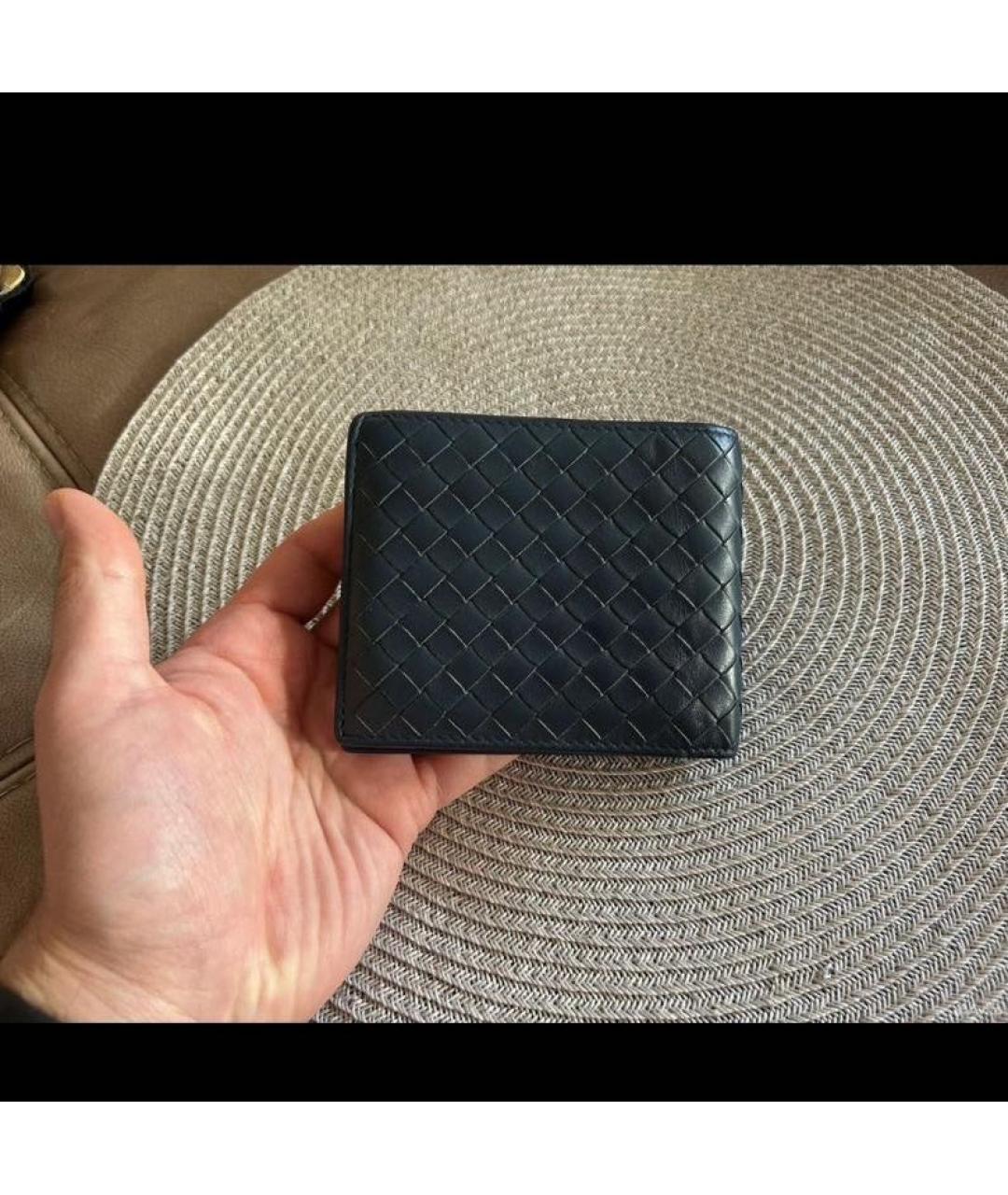 BOTTEGA VENETA Темно-синий кожаный кошелек, фото 2