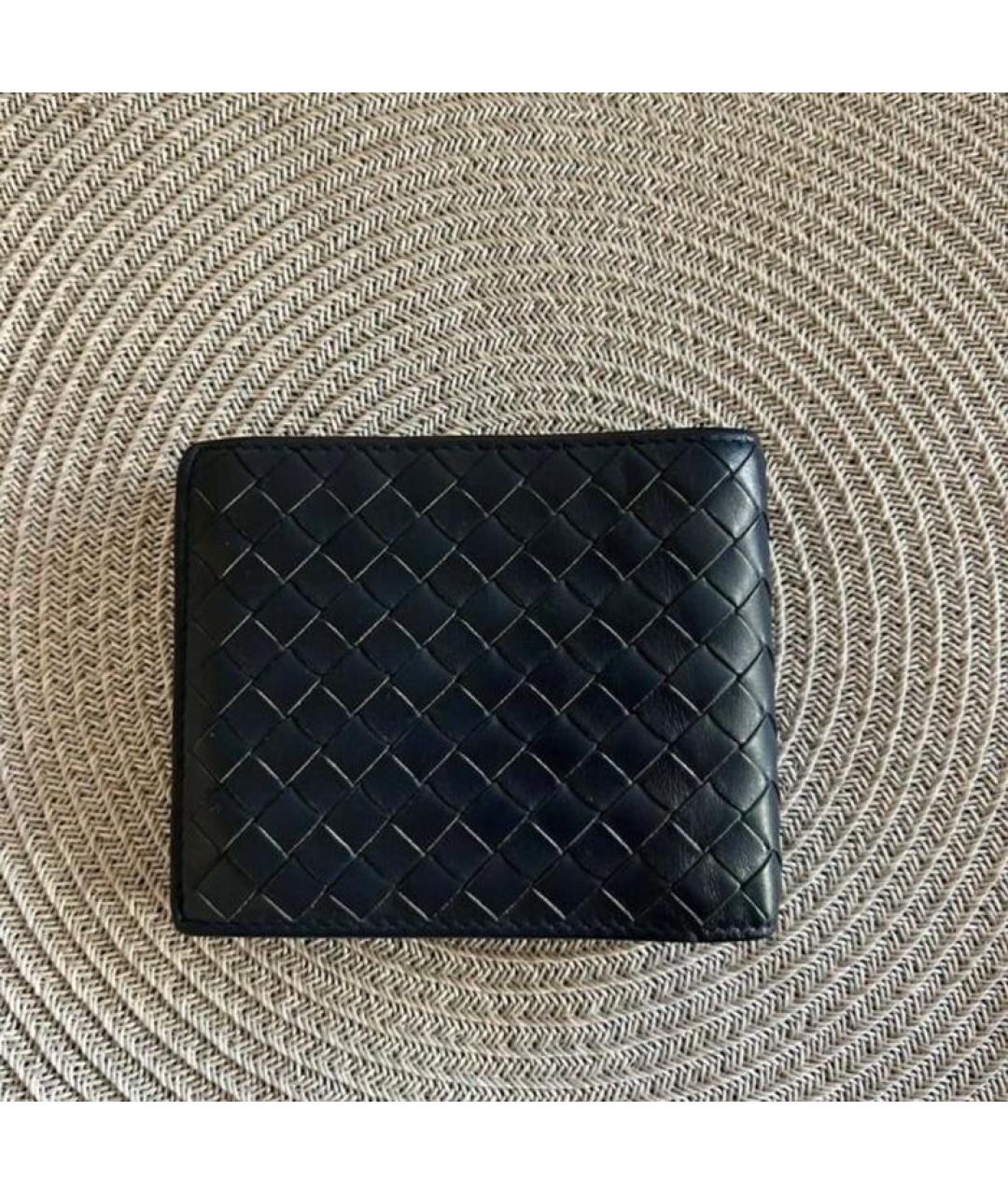 BOTTEGA VENETA Темно-синий кожаный кошелек, фото 6