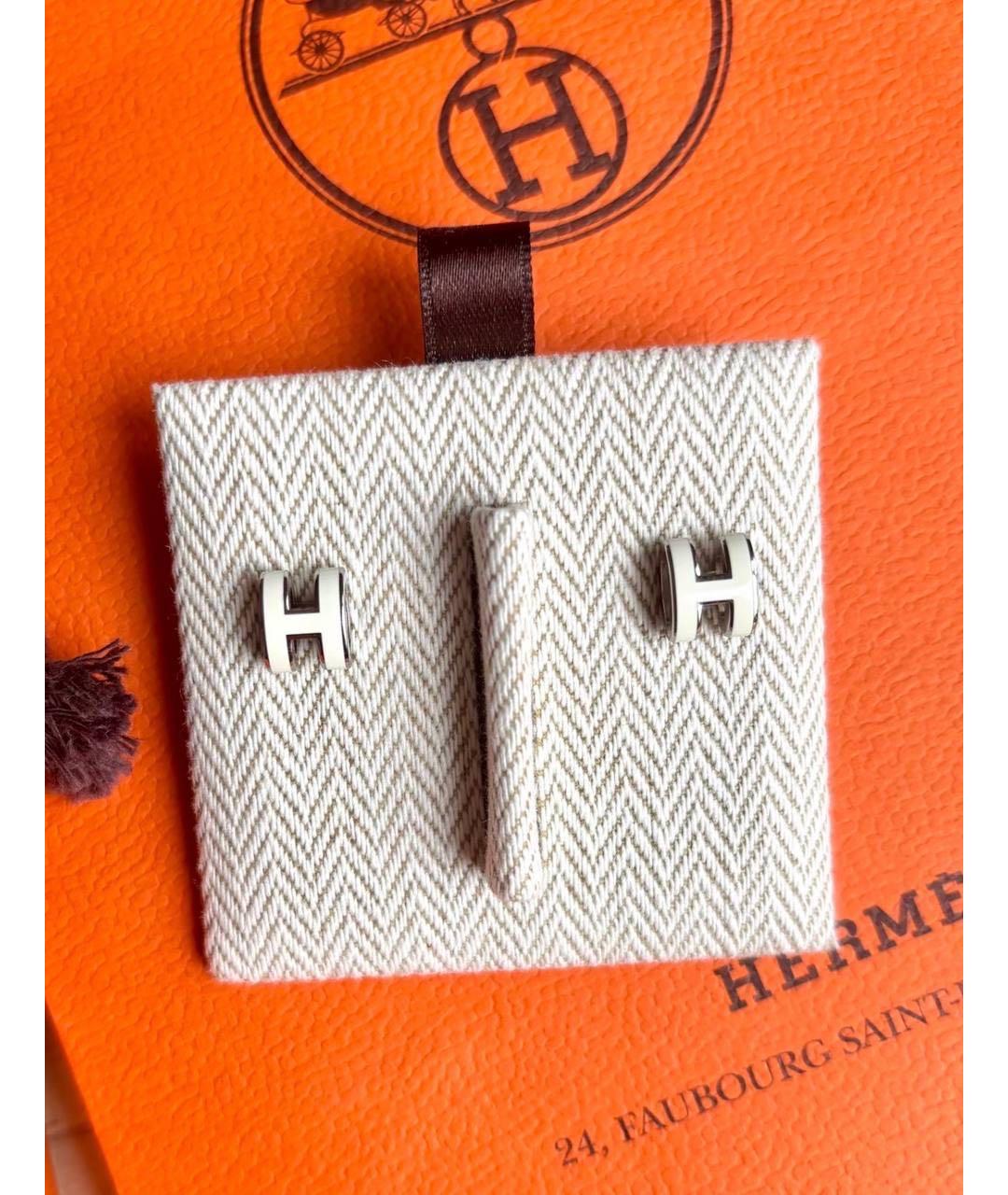 HERMES Белые серьги, фото 4
