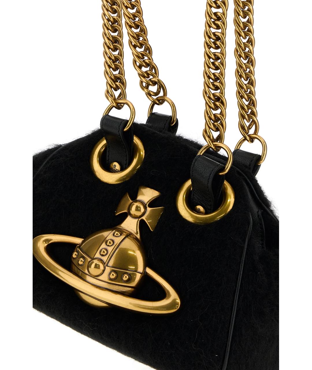 VIVIENNE WESTWOOD Черная синтетическая сумка с короткими ручками, фото 4