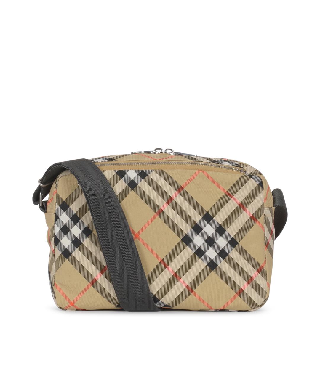 BURBERRY Бежевая тканевая сумка на плечо, фото 3