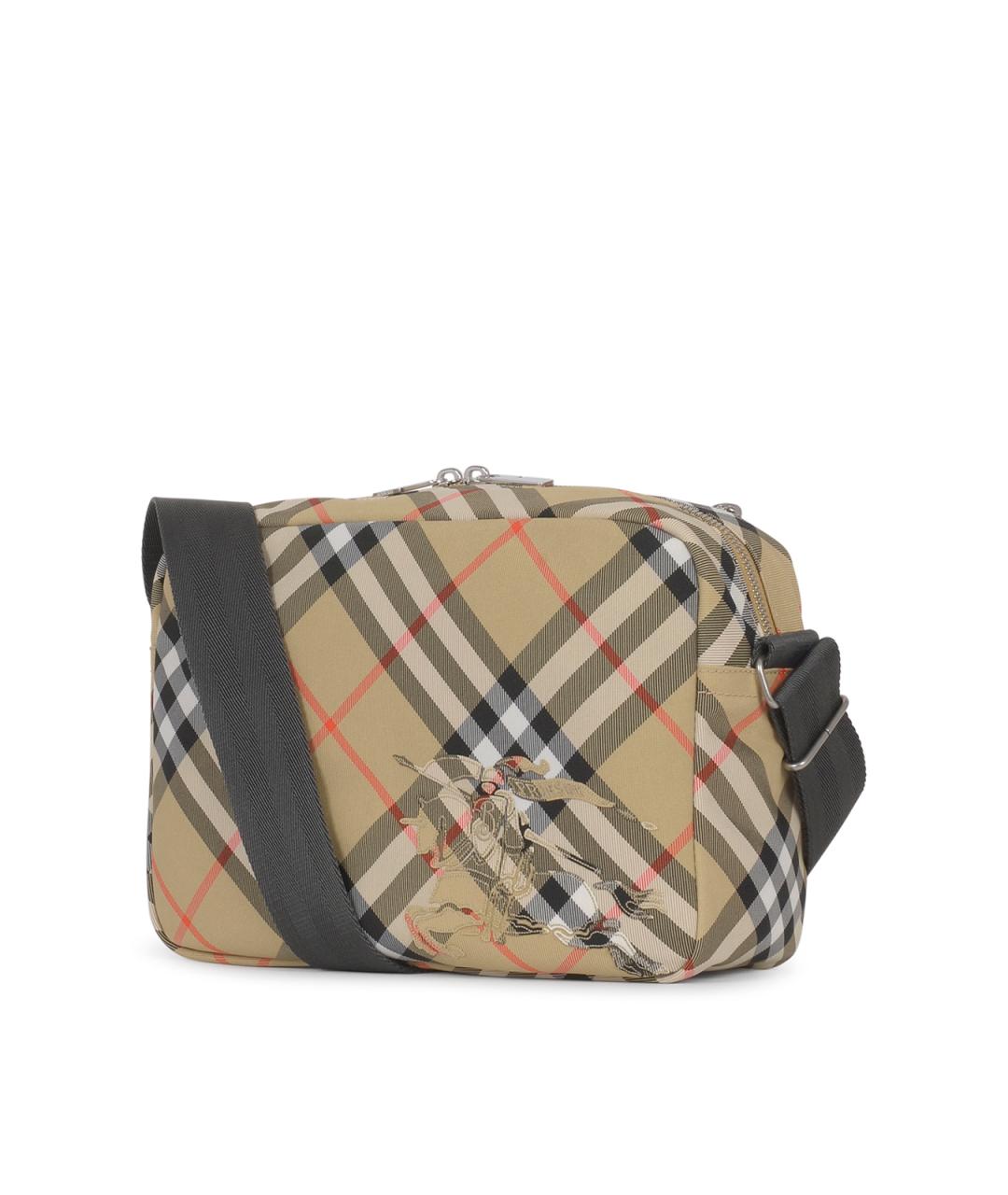 BURBERRY Бежевая тканевая сумка на плечо, фото 2