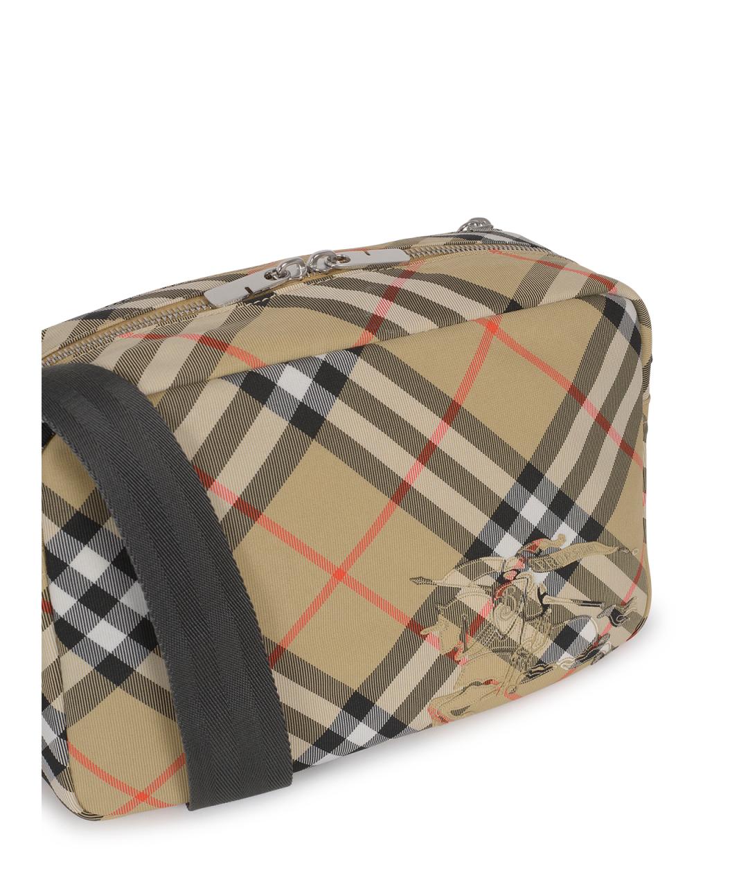 BURBERRY Бежевая тканевая сумка на плечо, фото 4