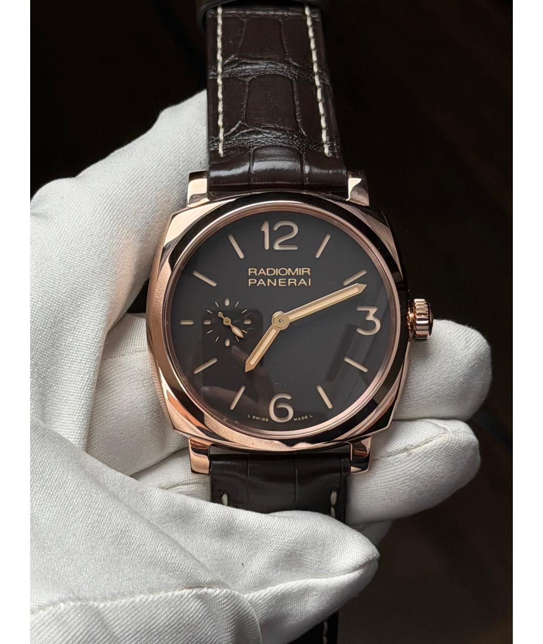 PANERAI Черные часы из розового золота, фото 3