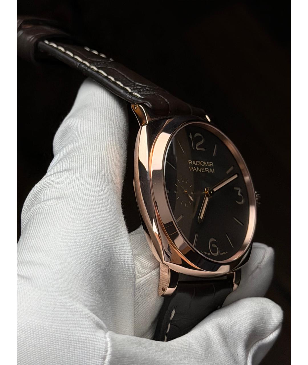 PANERAI Черные часы из розового золота, фото 5