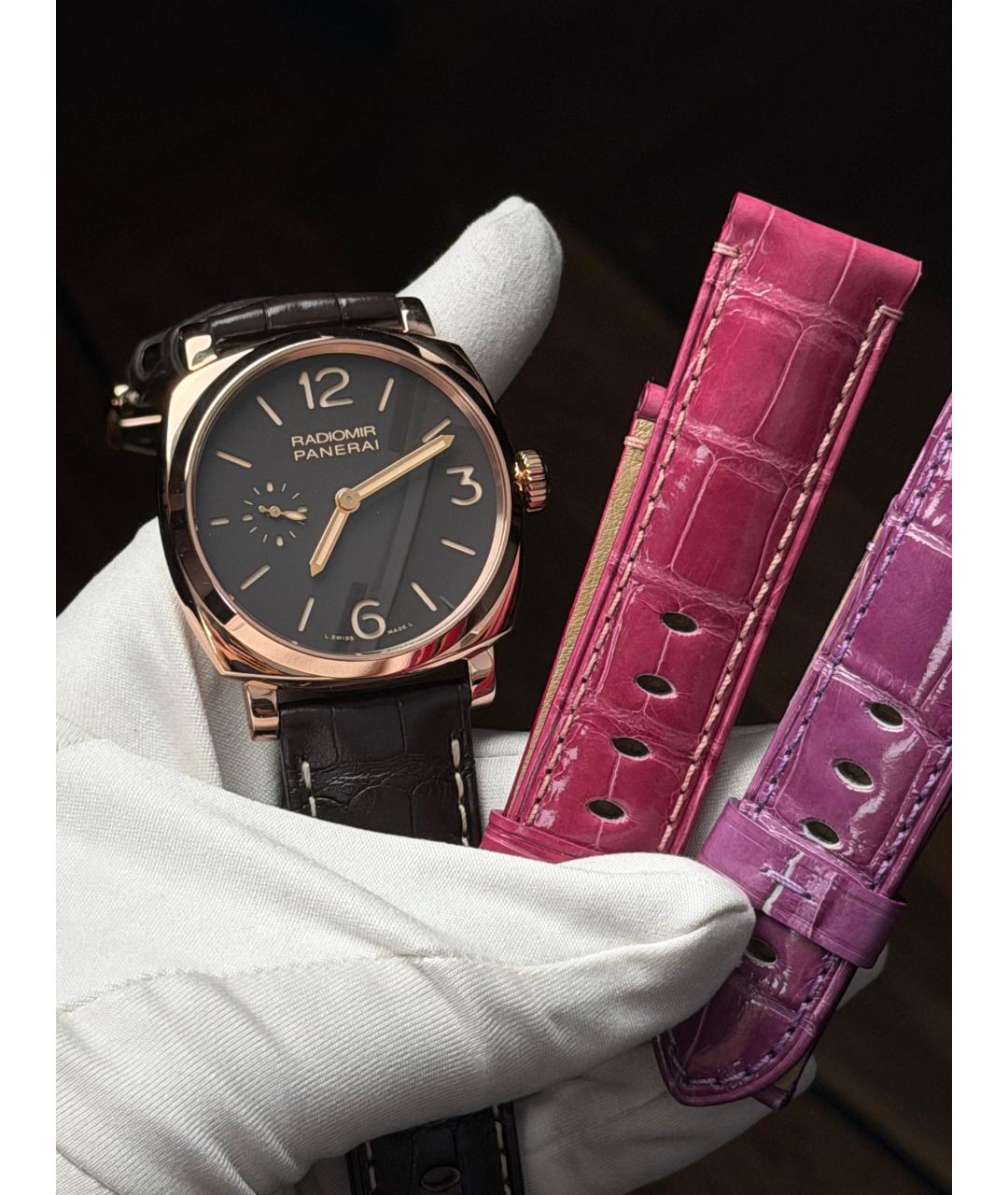 PANERAI Черные часы из розового золота, фото 2