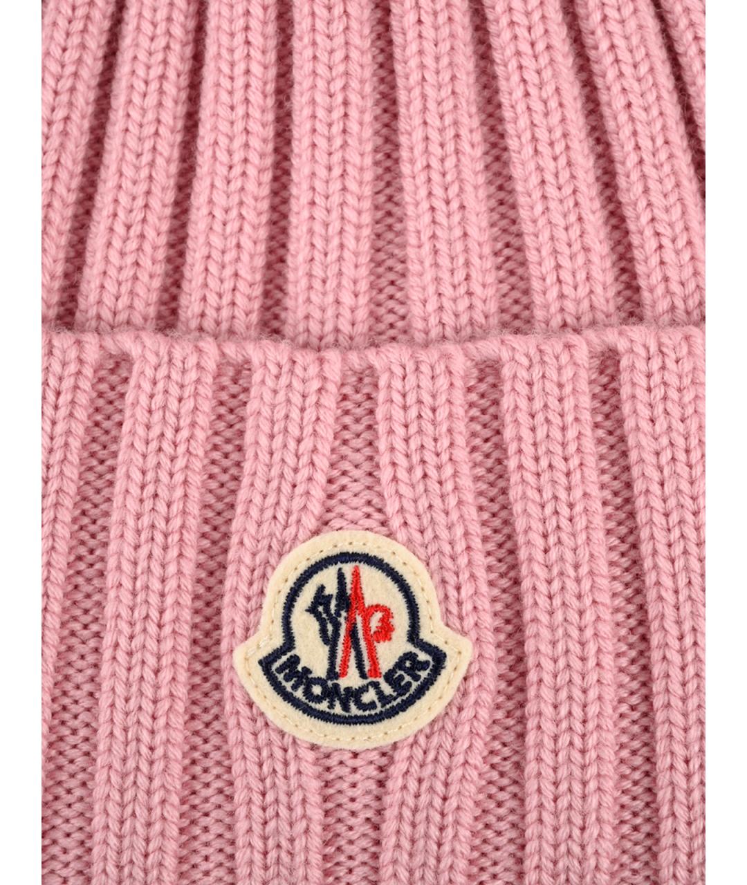 MONCLER Розовая шерстяная шапка, фото 3