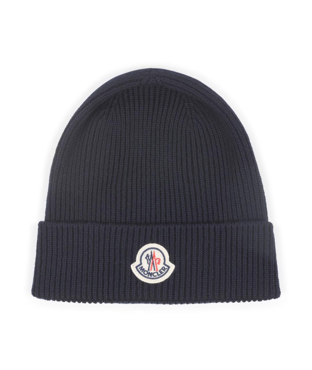 MONCLER Темно-синяя шапка, фото 1
