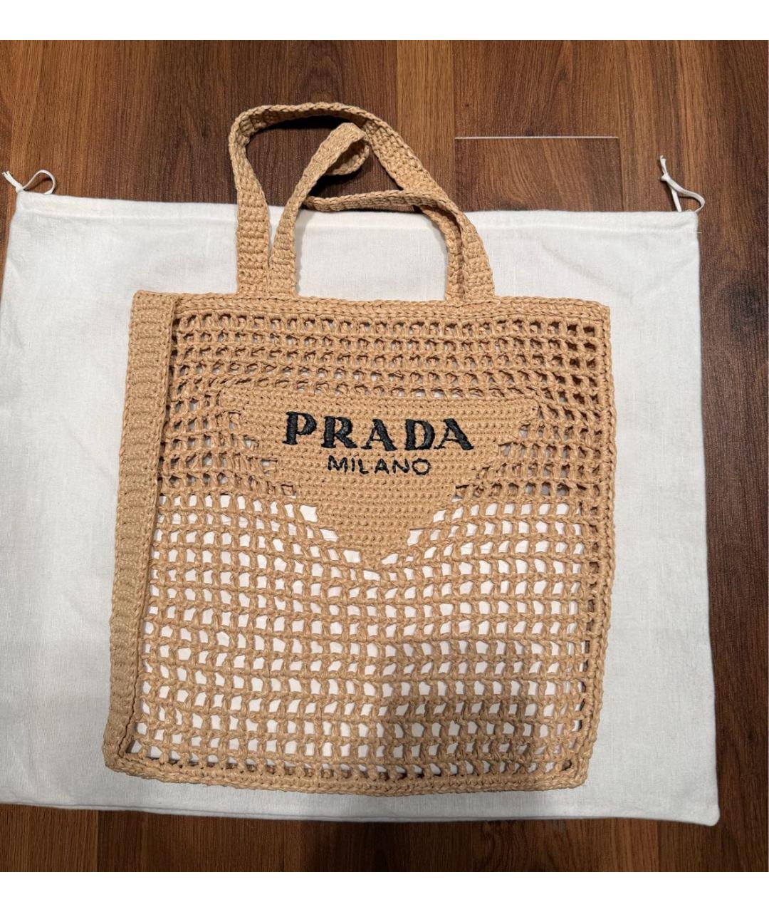 PRADA Бежевая пляжная сумка, фото 3