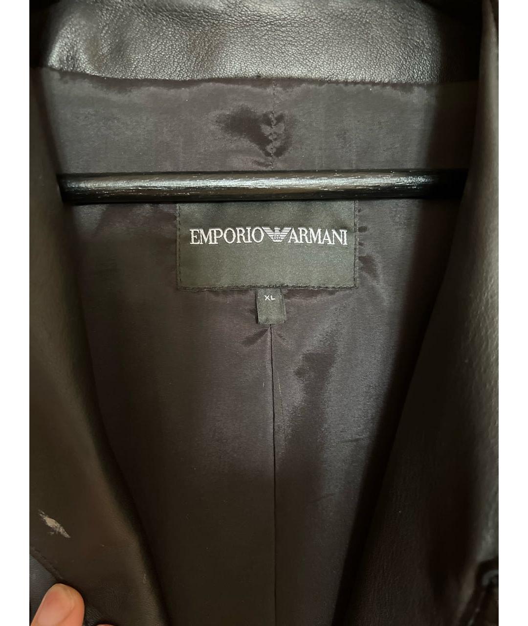 EMPORIO ARMANI Черная кожаная куртка, фото 3