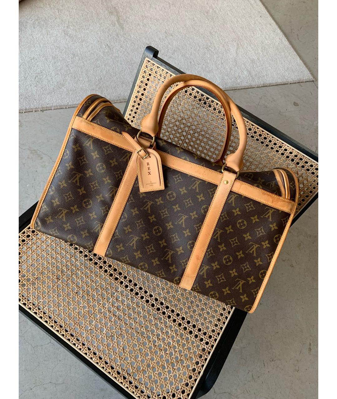LOUIS VUITTON Коричневая дорожная/спортивная сумка из канвы, фото 3