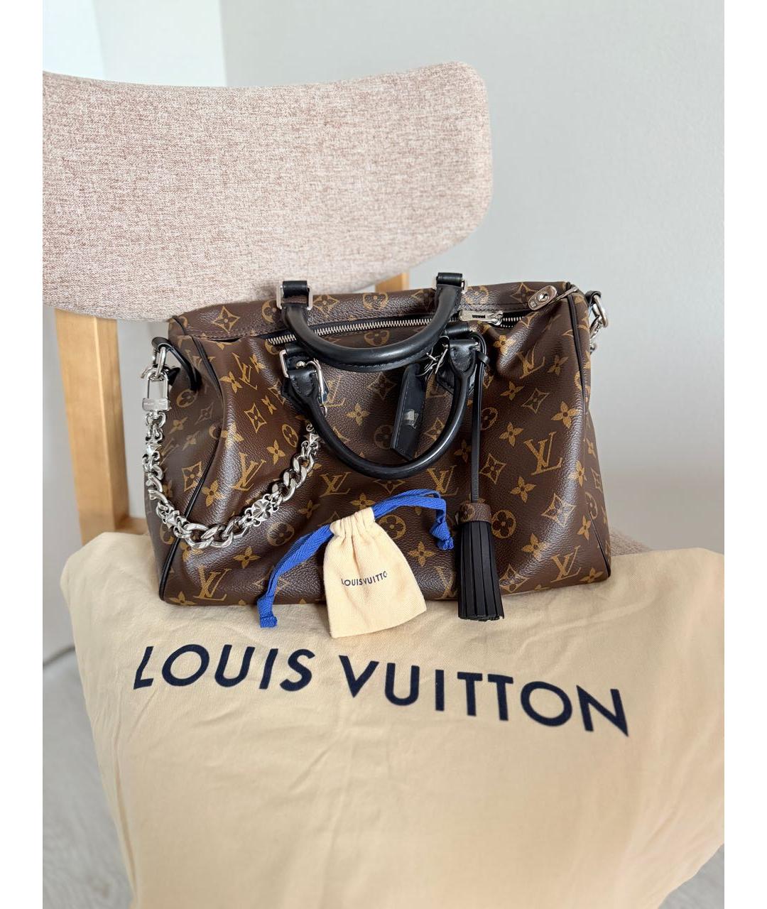 LOUIS VUITTON Коричневая кожаная сумка с короткими ручками, фото 2