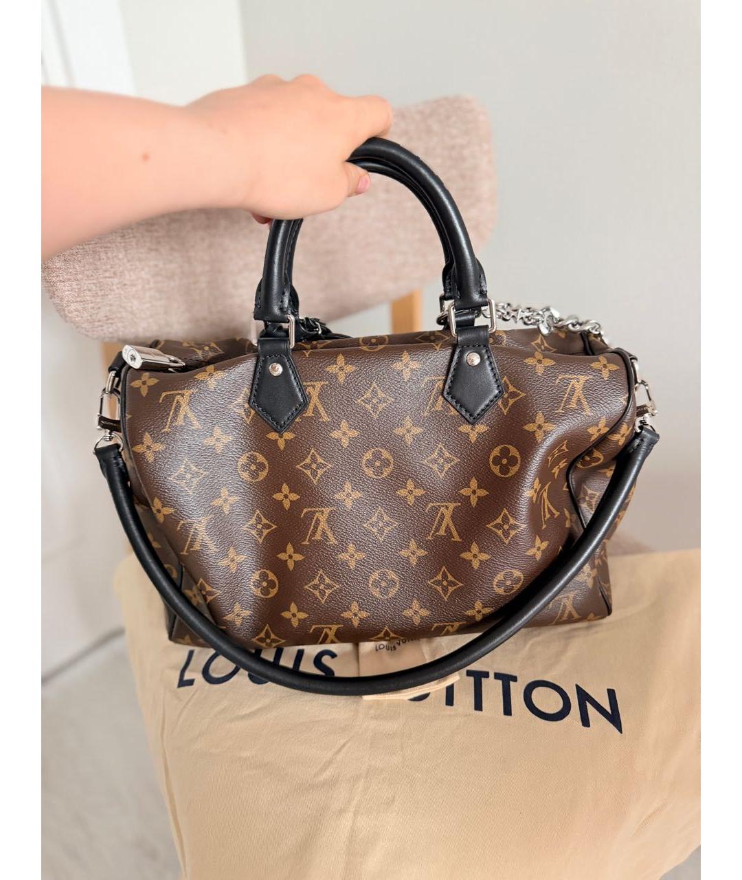 LOUIS VUITTON Коричневая кожаная сумка с короткими ручками, фото 3