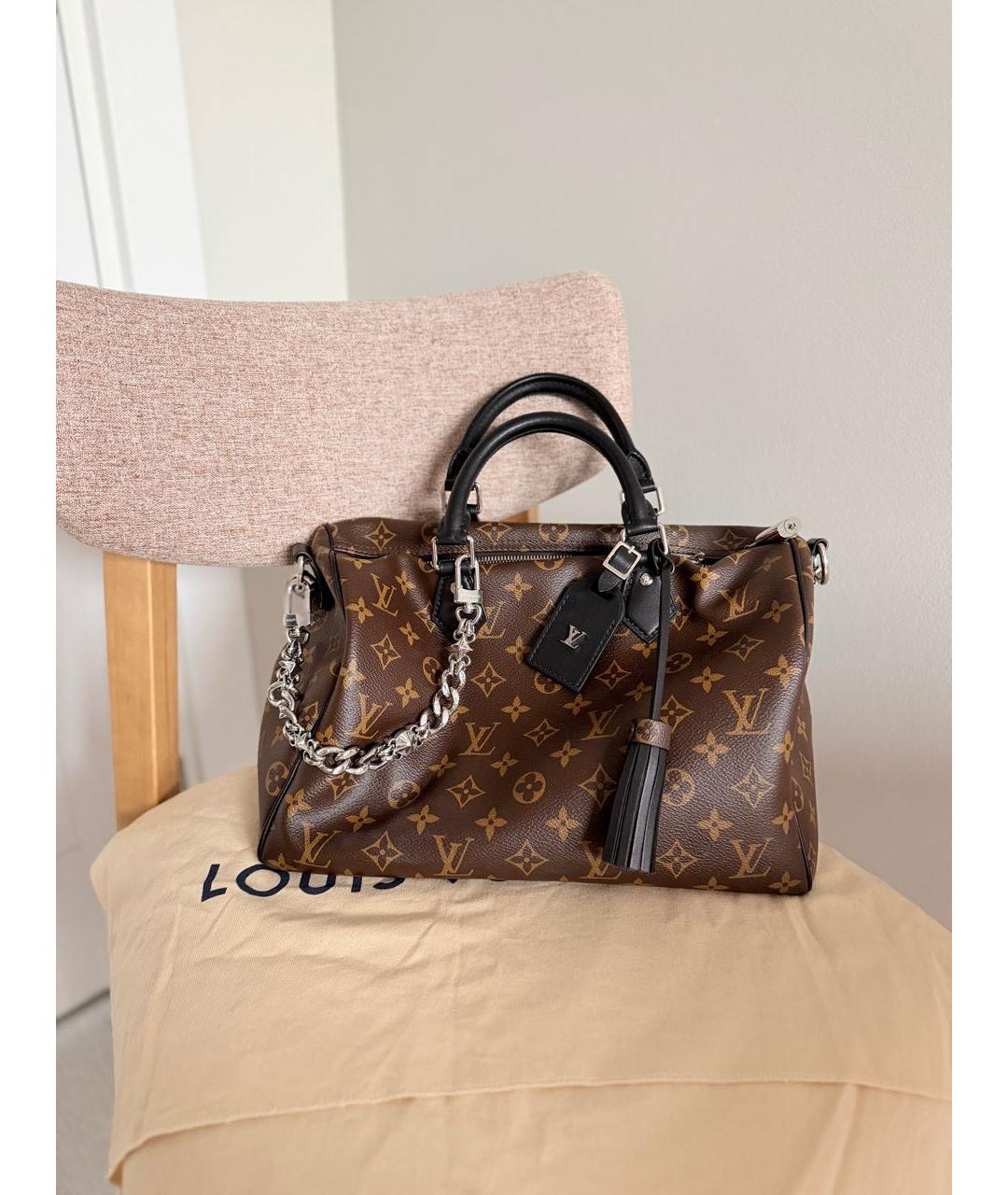 LOUIS VUITTON Коричневая кожаная сумка с короткими ручками, фото 9