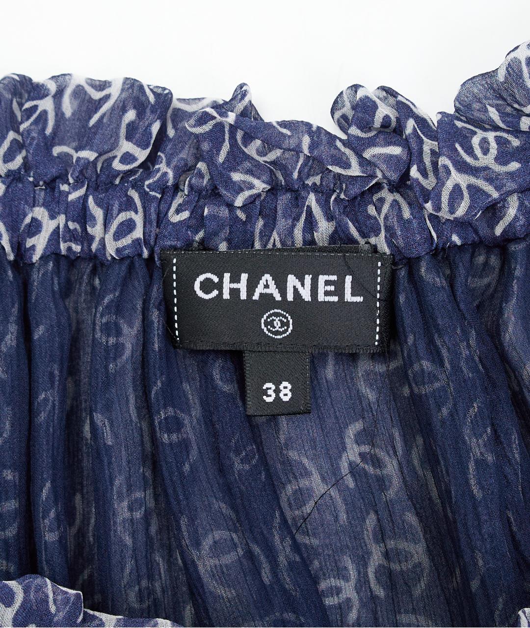 CHANEL Синяя шелковая майка, фото 3