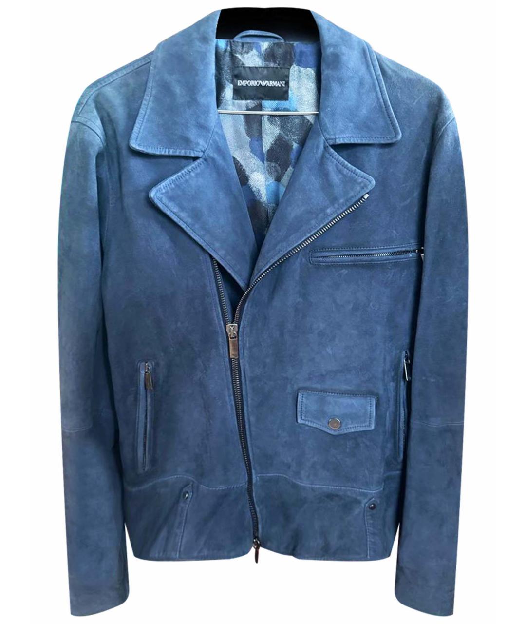 EMPORIO ARMANI Синяя замшевая куртка, фото 1